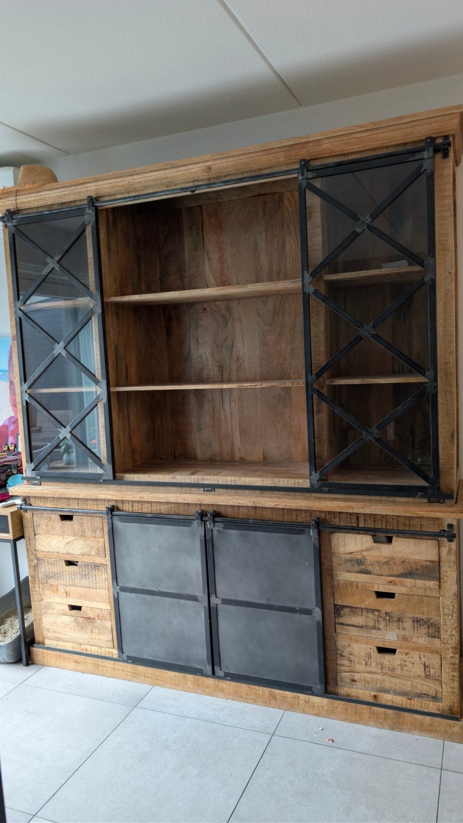 Industriële boekenkast/dressoir., Huis en Inrichting, Ophalen, Gebruikt