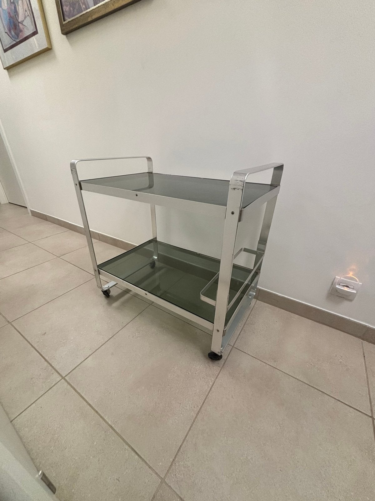 bar trolley cart, Ophalen of Verzenden, Glas, Zo goed als nieuw, 25 tot 50 cm