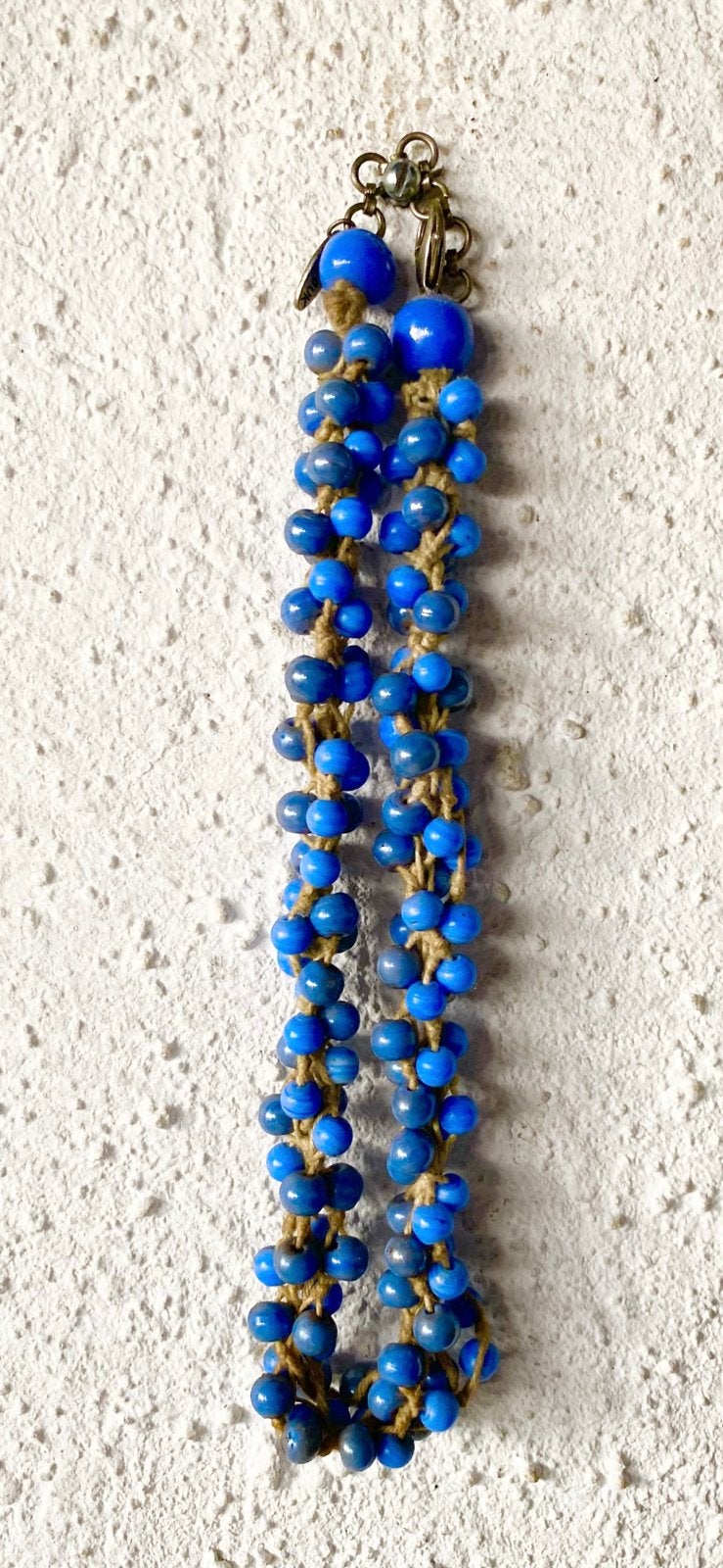 authentieke MANOUK JAREN ‘80 HALSKETTING MET AGAAT-KRALEN, Blauw, Verstelbaar, Ophalen of Verzenden, Zo goed als nieuw