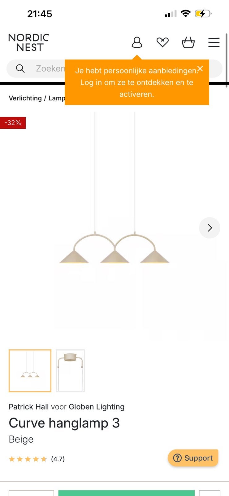 Nordic nest hanglamp curve 3, Ophalen, Zo goed als nieuw