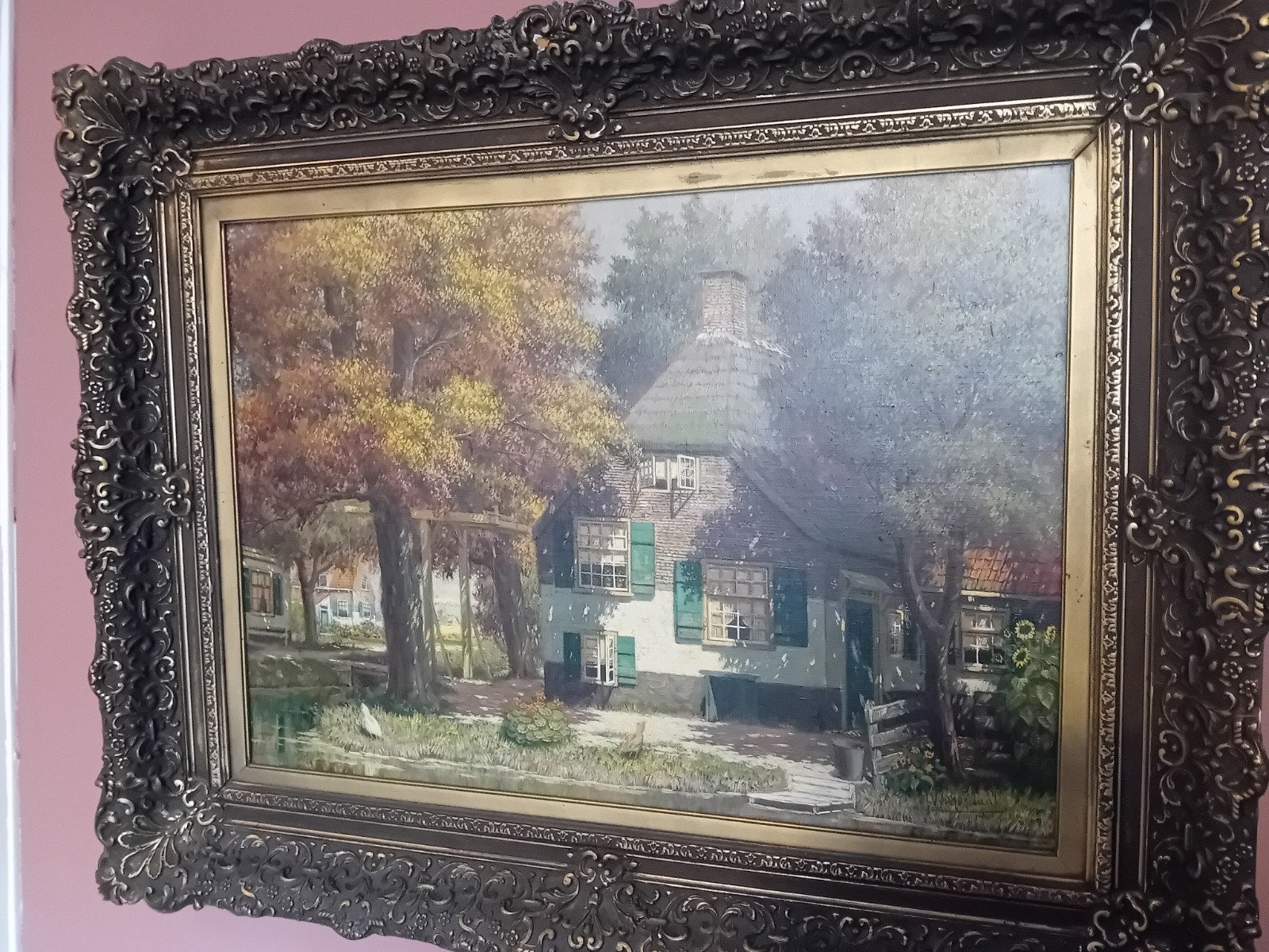 Schilderij van Hendrik W. Veenendaal., Antiek en Kunst, Ophalen, Oud hollands, Stads- / dorpsgezicht