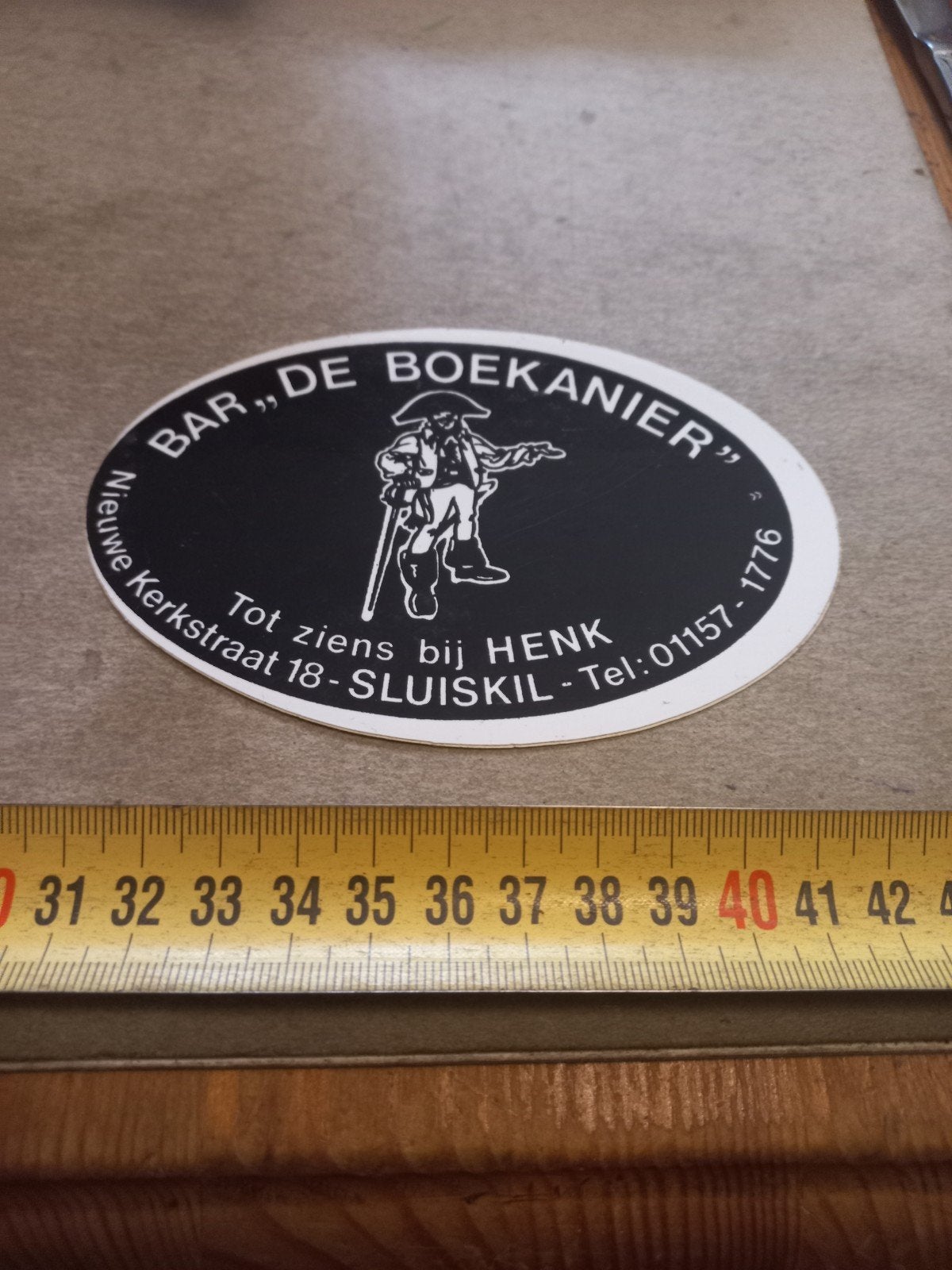 Vintage sticker Bar "De Boekanier" Sluiskil, Ophalen of Verzenden