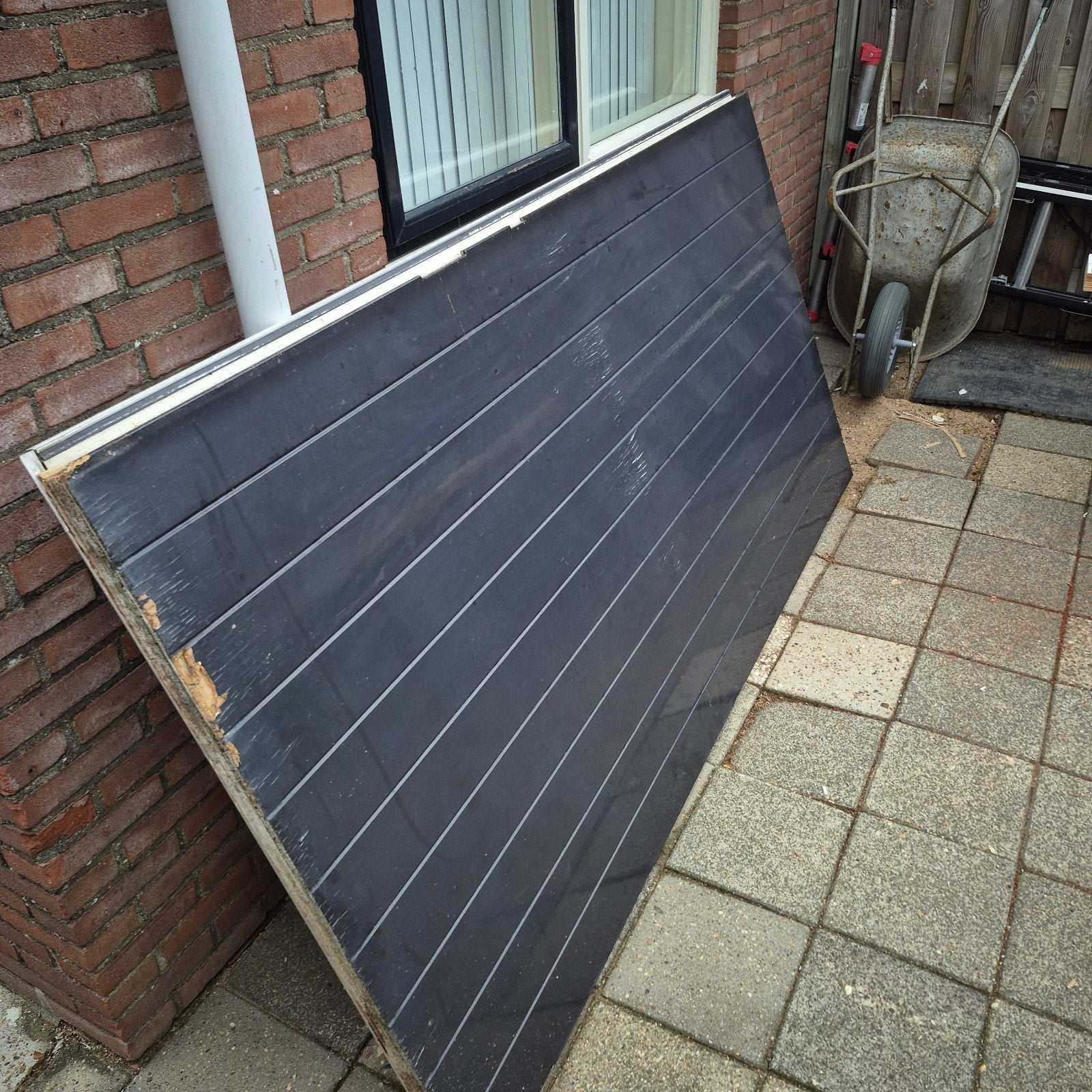 gratis Gebruikte garagedeur, donkergrijs, Ophalen, Gebruikt, 120 cm of meer, Garagedeur