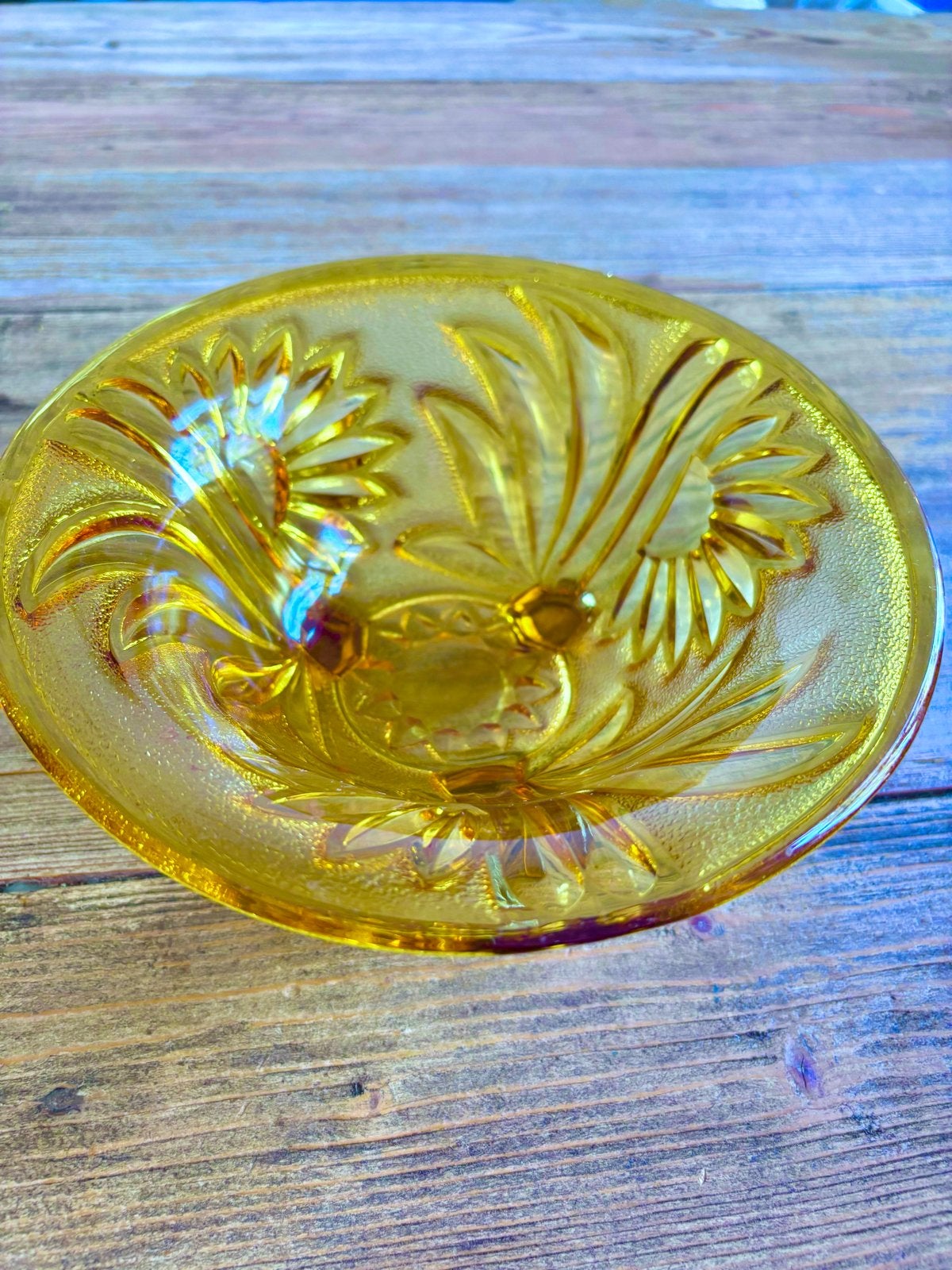 Vintage Gele Glazen Schaal op Voetjes, Ophalen of Verzenden