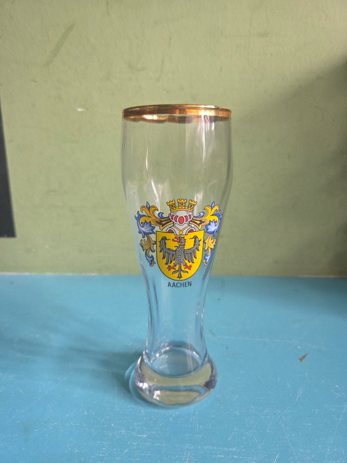 Vintage Aken Bierglas met Wapen - Souvenir Glas, Antiek en Kunst, Ophalen of Verzenden