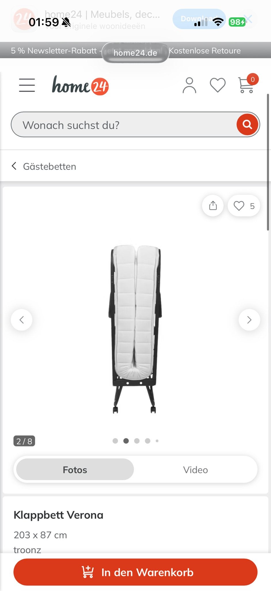 Troonz Opklapbed Verona 90x200, Ophalen, Verstelbaar, 90 cm, Eenpersoons