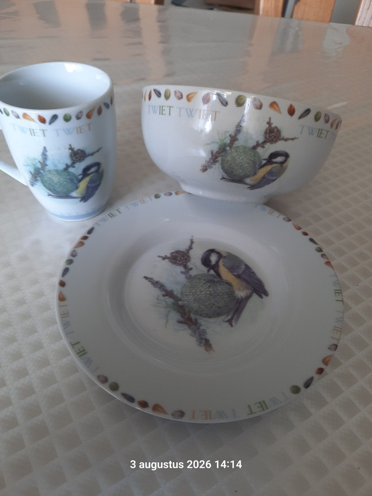 Twiet Twiet Servies Theo:  met Koolmeesjes, Ophalen of Verzenden, Overige stijlen