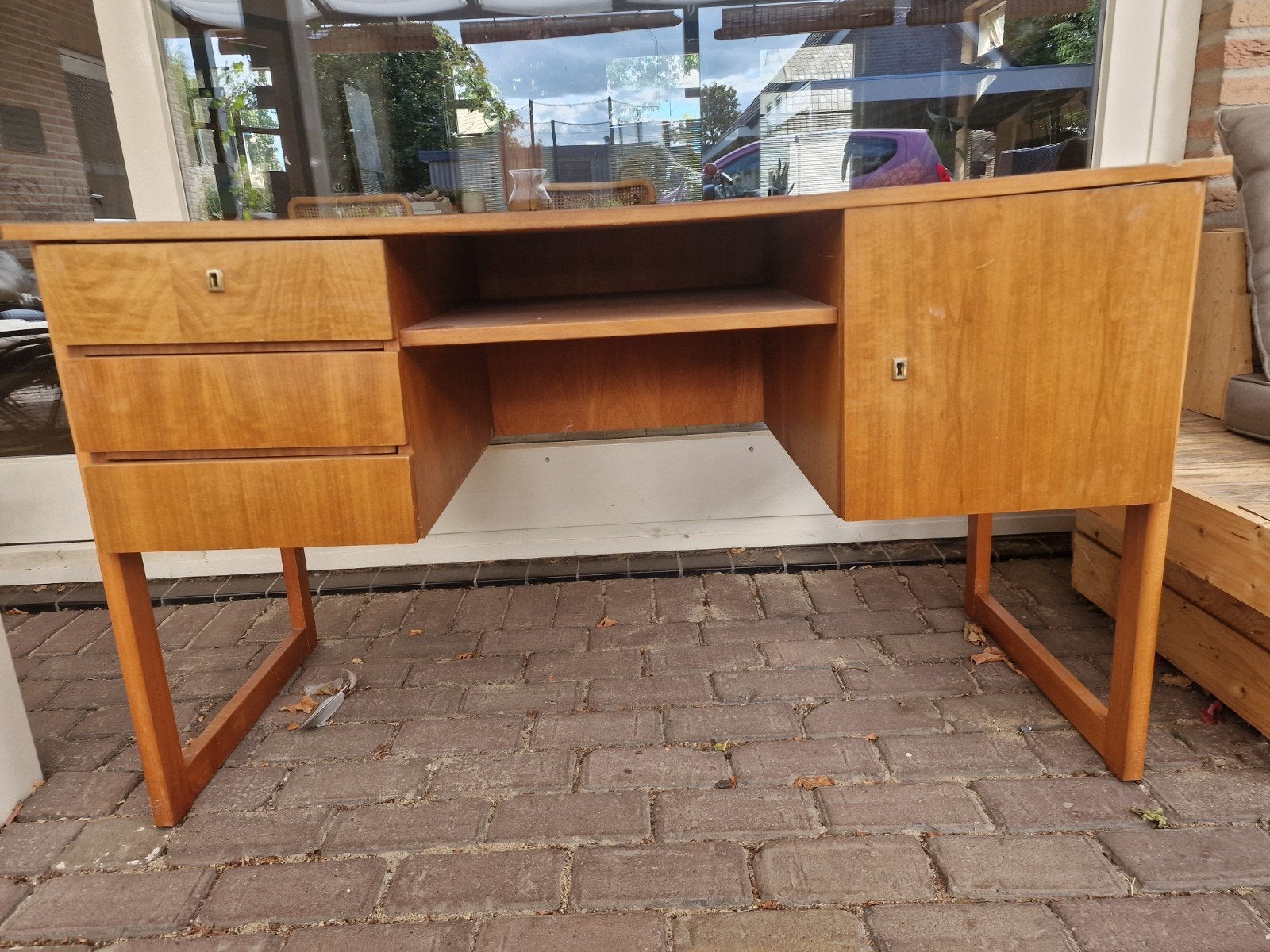Mooi origineel vintage houten bureau, Ophalen of Verzenden, Gebruikt, 25 tot 50 cm, 50 tot 100 cm