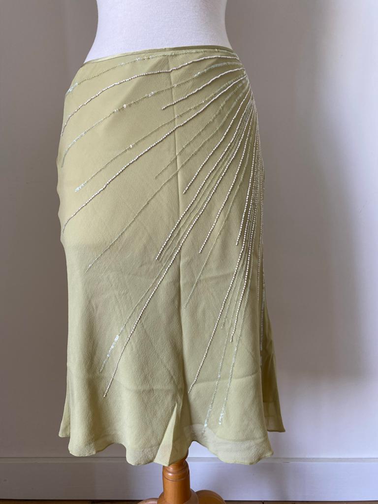Vintage Laura Ashley zijden rok met pailletten, maat 38, Kleding | Dames, Rokken, Maat 38/40 (M), Overige kleuren, Ophalen of Verzenden