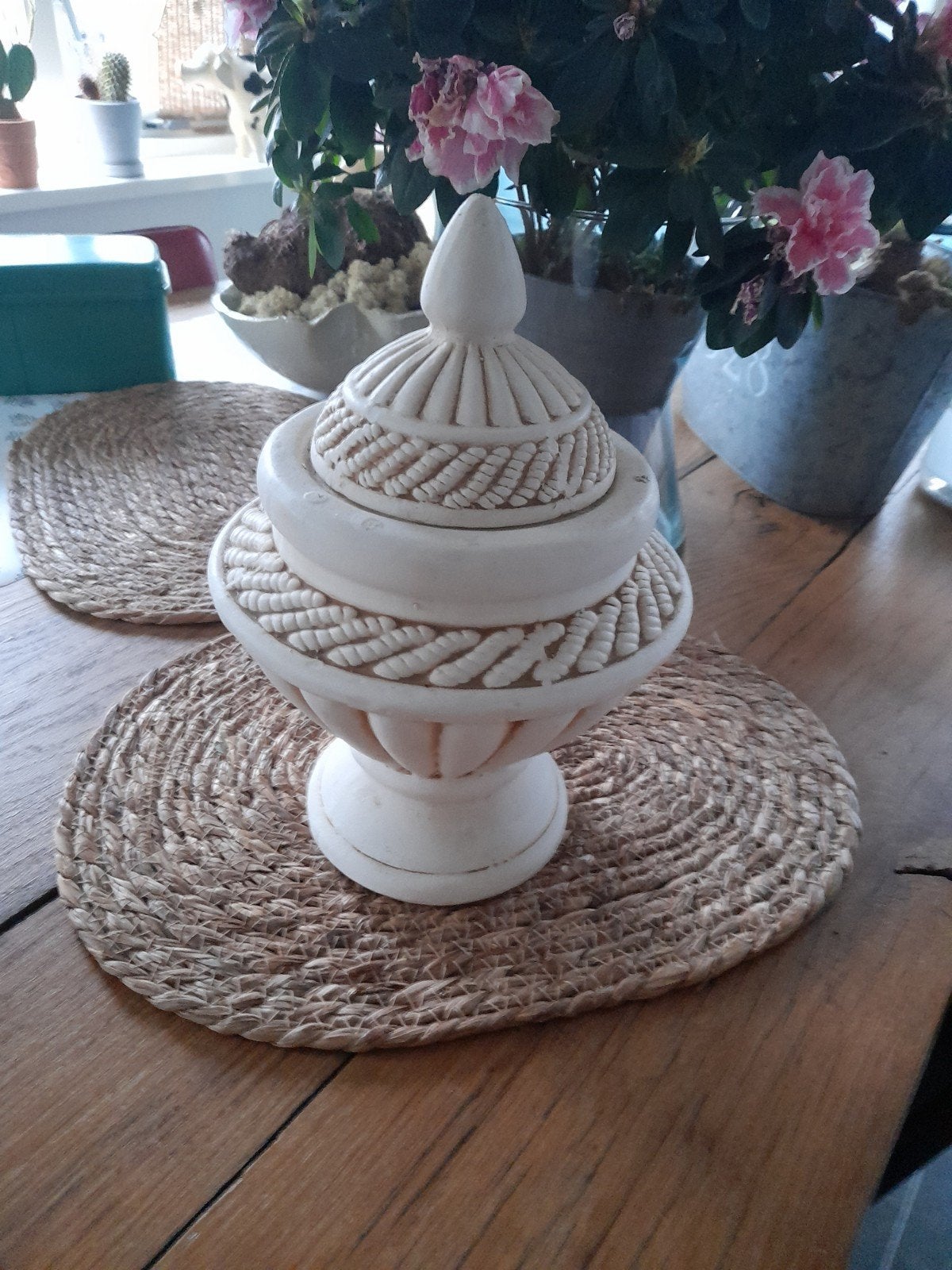 Bloempotje vintage wit, Ophalen of Verzenden, Zo goed als nieuw