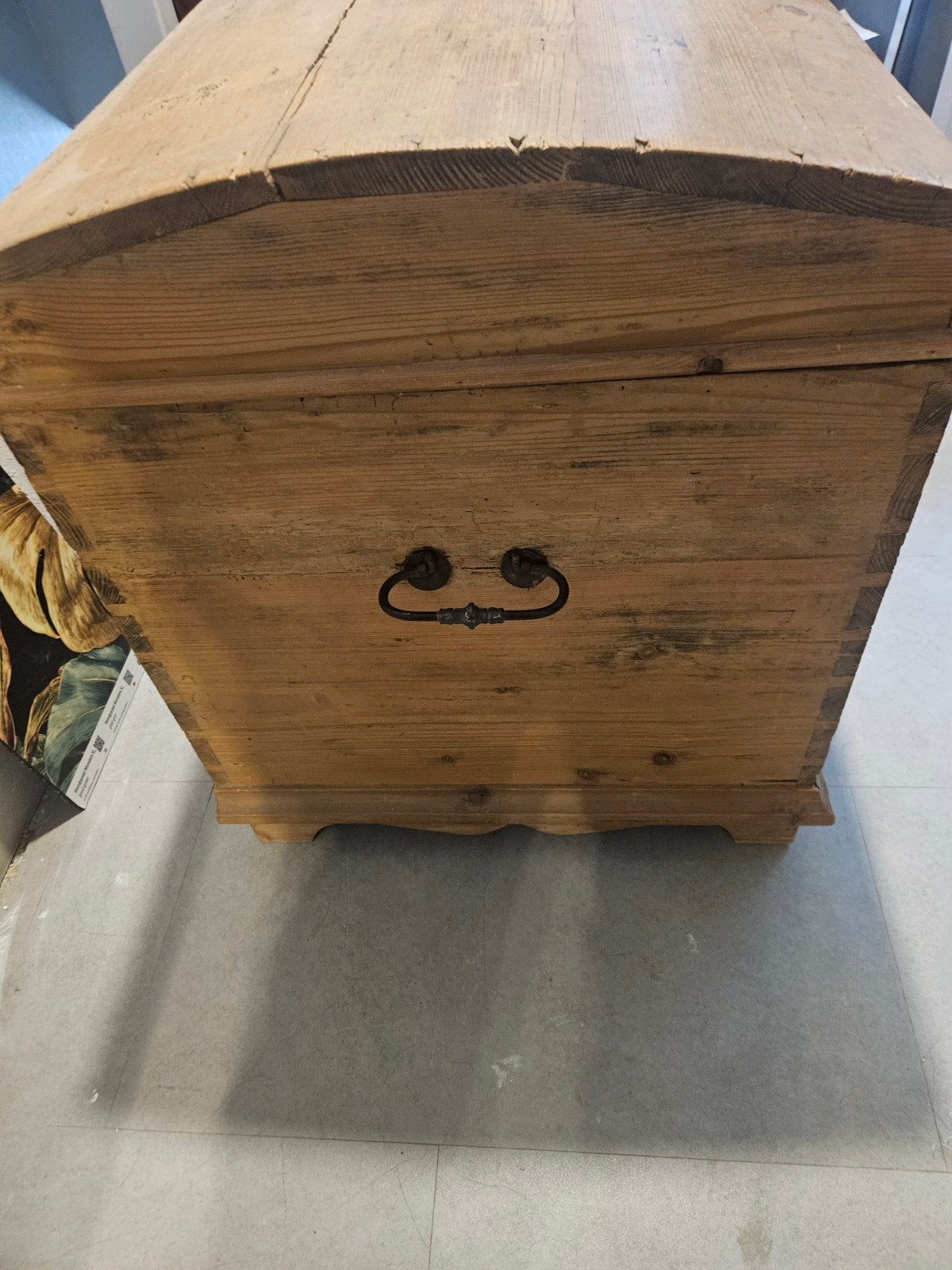 Antieke grenen houten kist/dekenkist, Ophalen