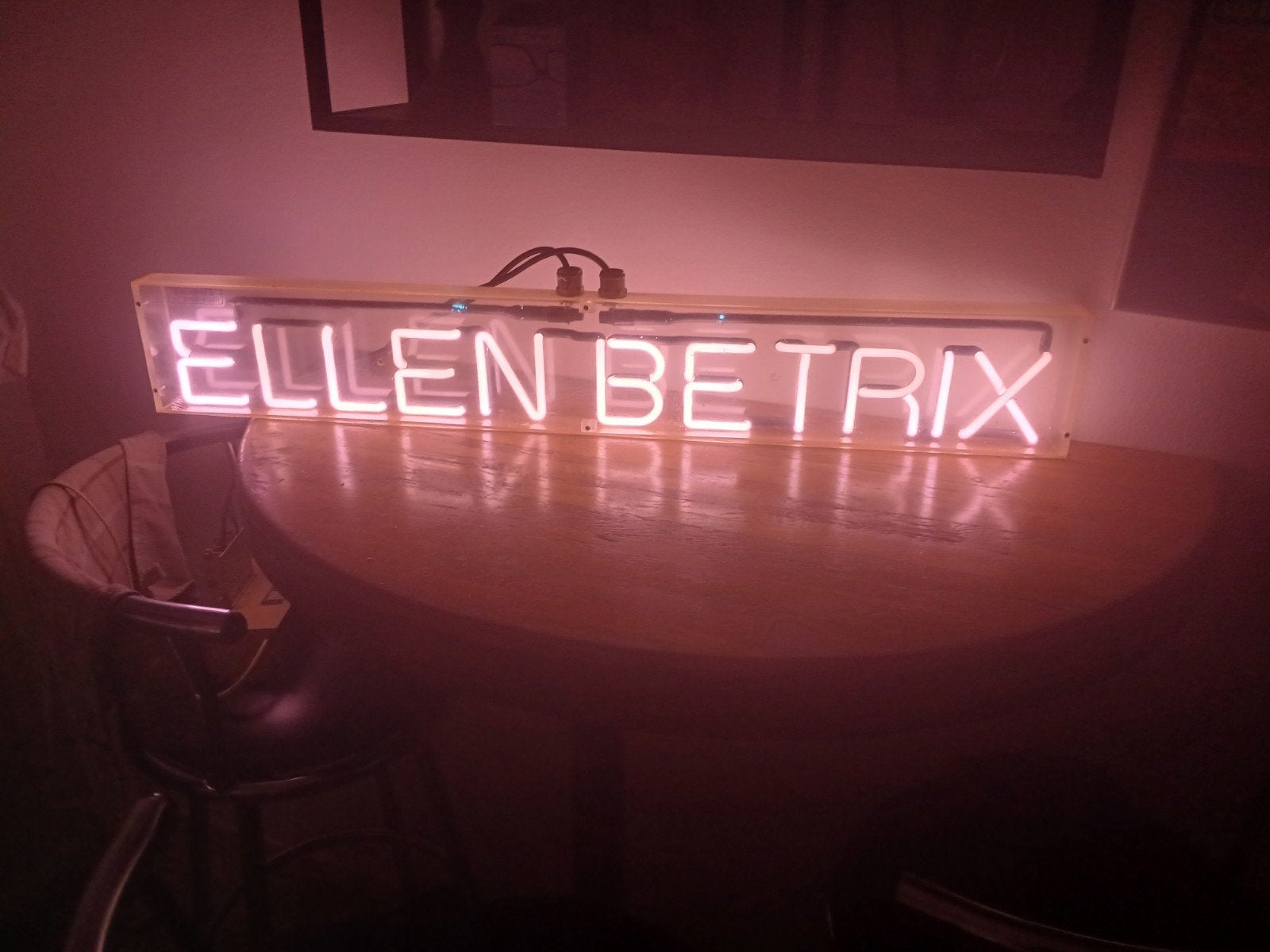ELLEN BETRIX NEON LICHTRECLAME  (60er jaren)., Verzamelen, Ophalen, Gebruikt, Lichtbak of (neon) lamp