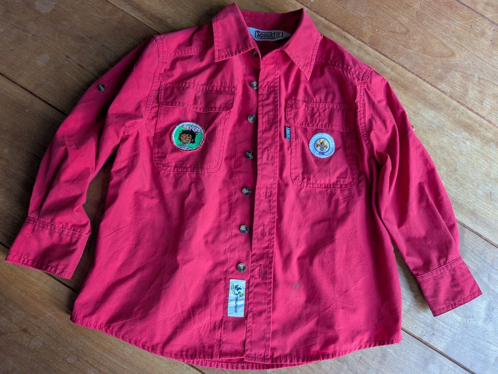 Scouting bever blouse/overhemd Scoutfit maat 122, Ophalen of Verzenden, Zo goed als nieuw, Scoutfit, Jongen of Meisje