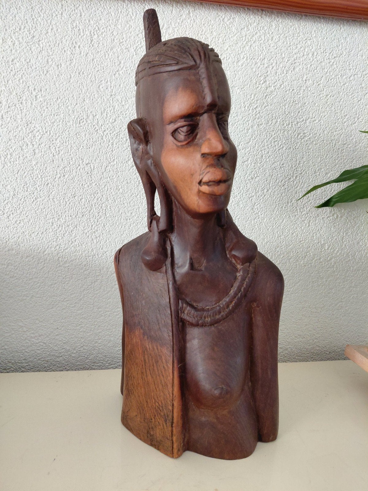 Handgesneden Afrikaans houten beeld Congo  - Buste vrouw, Antiek en Kunst, Ophalen of Verzenden