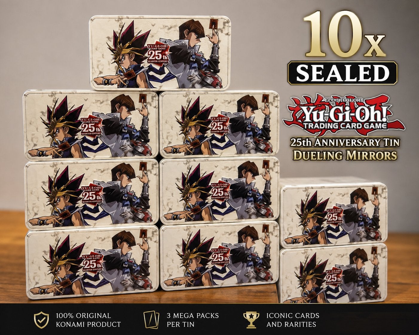 10x Yu-Gi-Oh! 25th Anniversary Tin Dueling Mirrors – SEALED, Ophalen of Verzenden, Nieuw, Speelkaart(en)