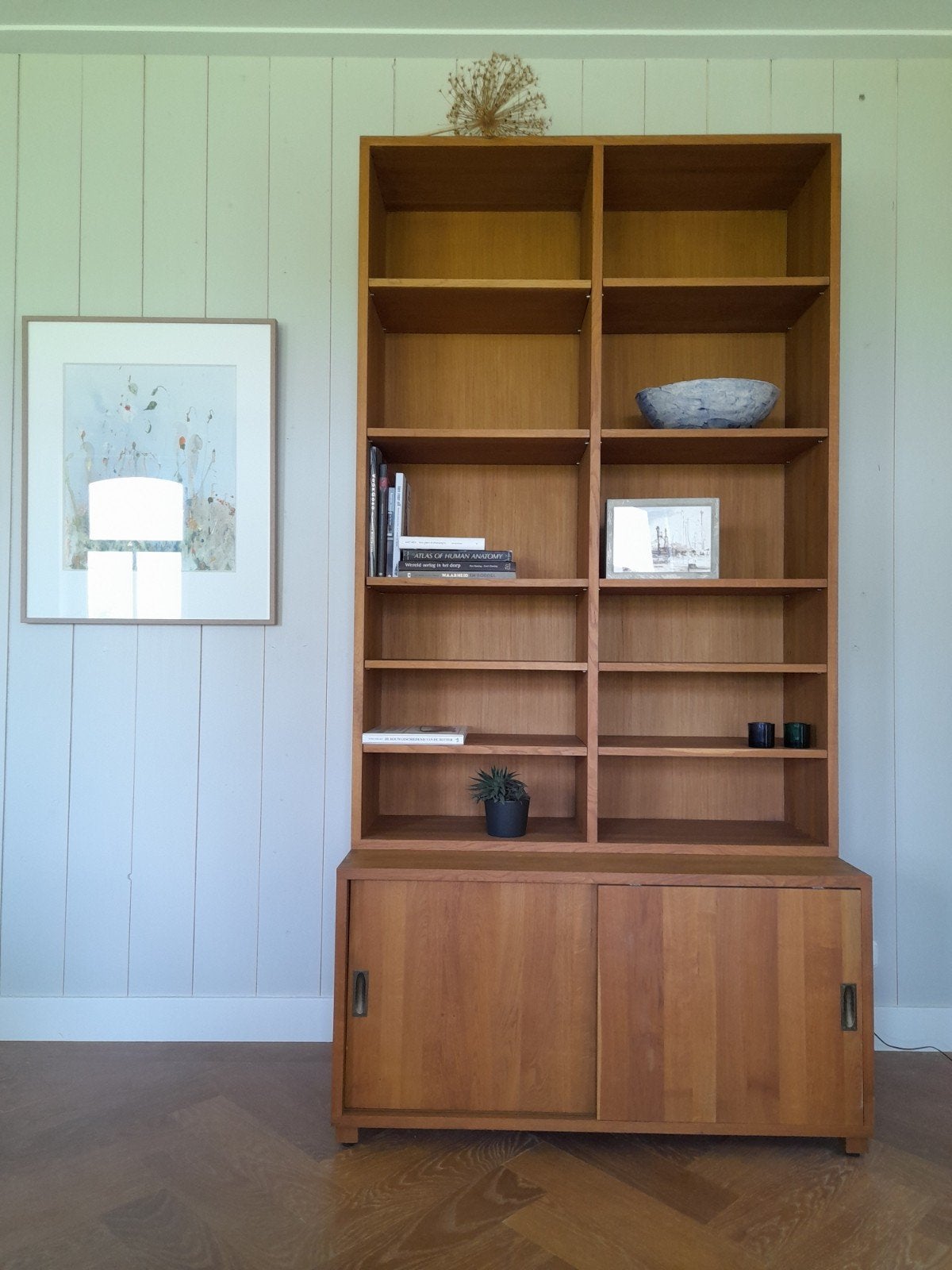 Massief eiken kast in twee delen, Huis en Inrichting, Kasten | Boekenkasten, Ophalen, Met deur(en), 200 cm of meer, Eikenhout