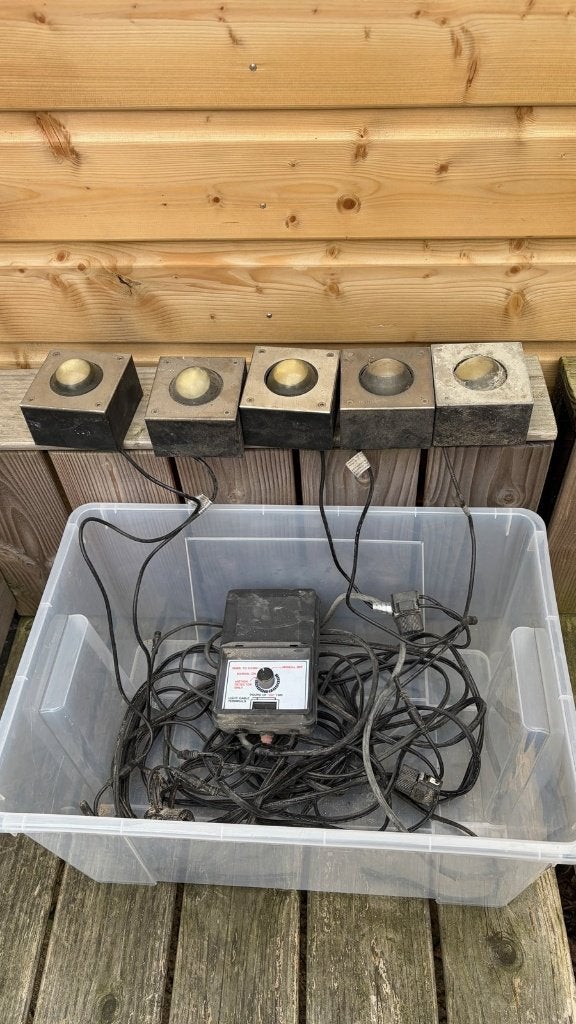 In-lite tuinverlichting set: 5 grondspots + transformator, Tuin en Terras, Ophalen, Gebruikt, Minder dan 50 watt, Netvoeding