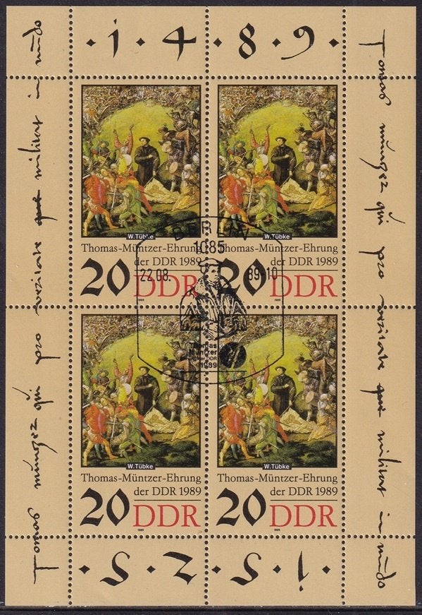 B505 – DDR Oost Duitsland michel 3271 gestempeld 4x in vel, Verzenden, DDR, Gestempeld