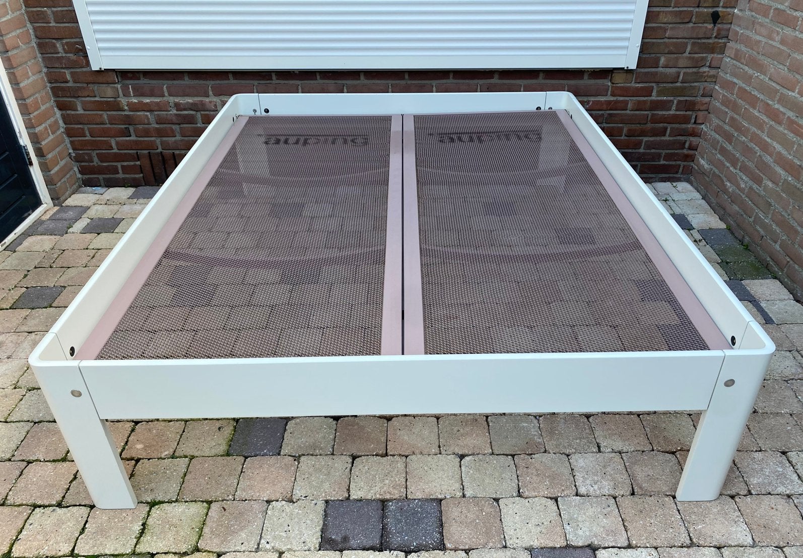 Originele Auping Aronde 2000 bed 48 cm hoge poten wit, Ophalen, Gebruikt, Seniorenhoogte seniorenbed hoge poten ., Wit