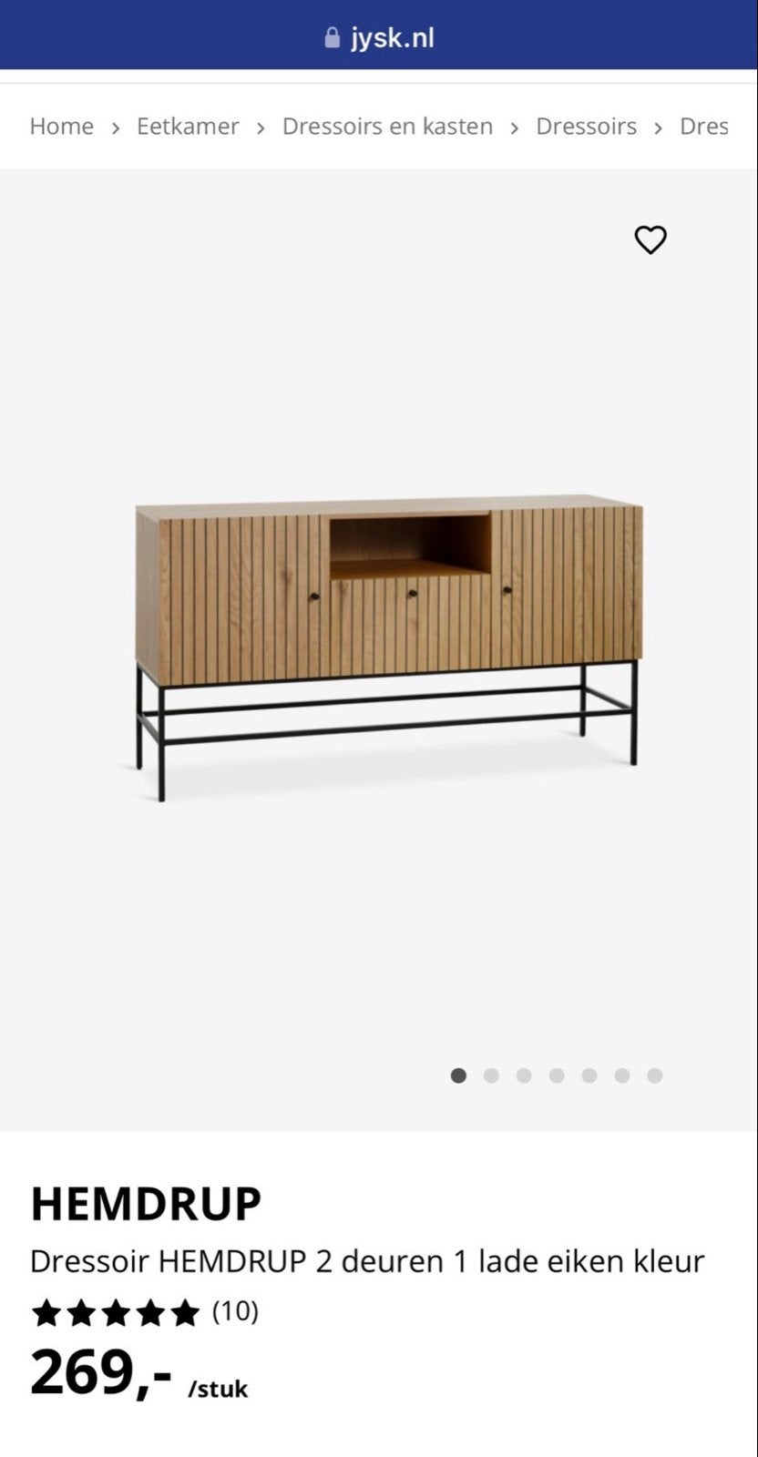 Jysk Hemdrup Dressoir - Zo goed als nieuw, Ophalen, 100 tot 150 cm, Zo goed als nieuw, Met lade(s)