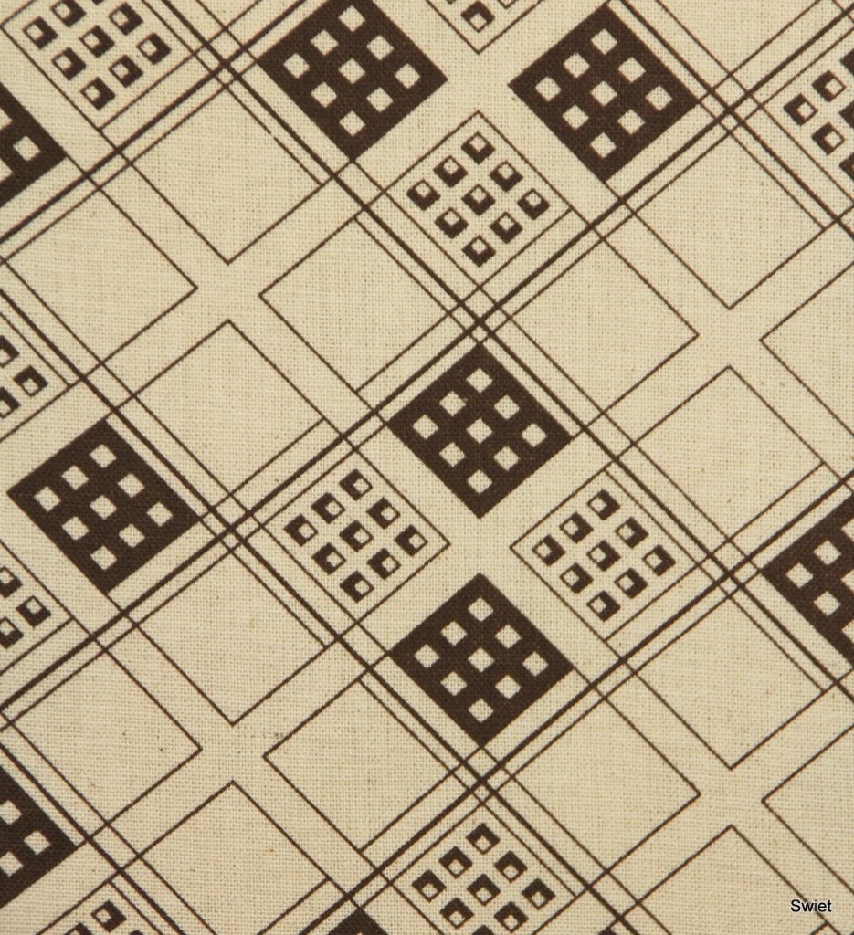 10965 Vintage katoenstof met bruine ruitjes jaren 80 swiet, Hobby en Vrije tijd, Stoffen en Lappen, Overige kleuren, Verzenden