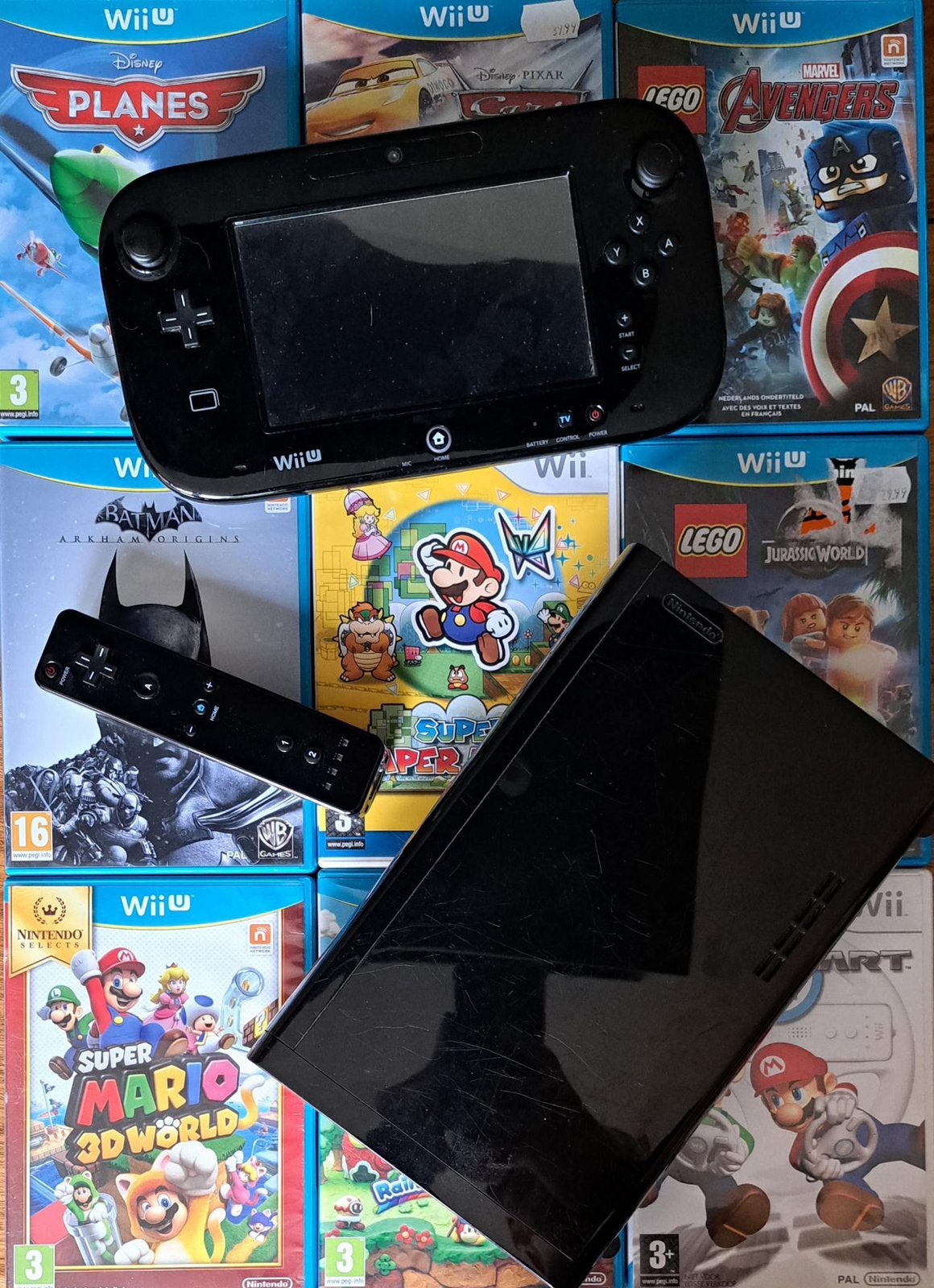 Wii U incl. 9 spellen (Nintendo), Avontuur en Actie, Gebruikt, 2 spelers, Eén computer