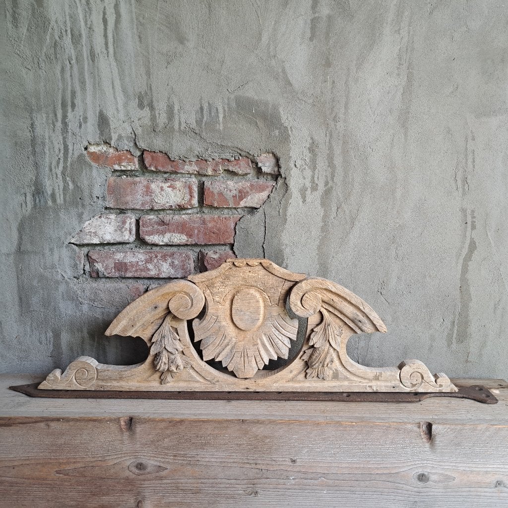 Oud brocante houten ornament op metalen staander *Etage3*, Gebruikt, ., Ophalen of Verzenden, .