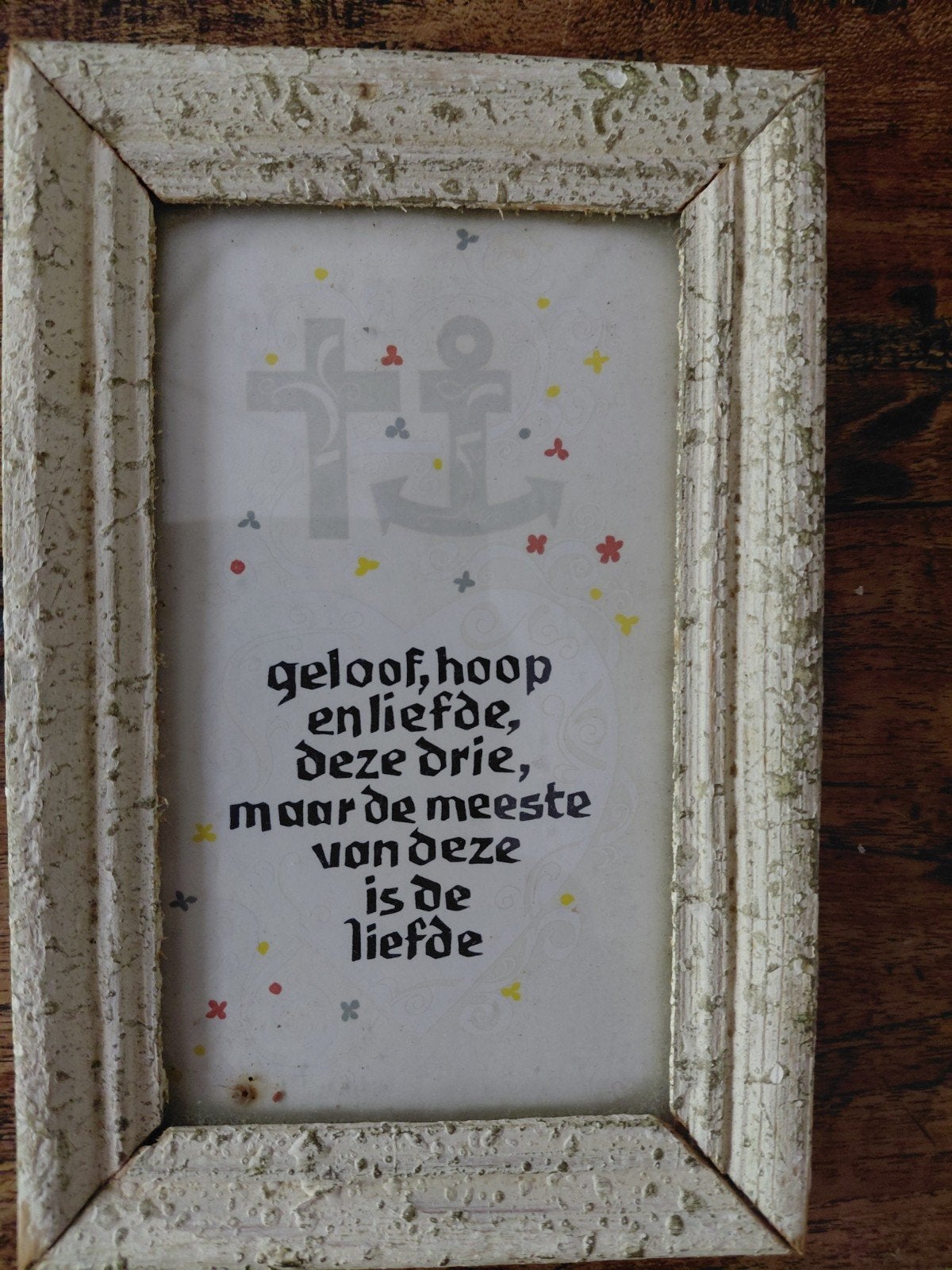 Oud schilderijtje met tekst, Ophalen of Verzenden