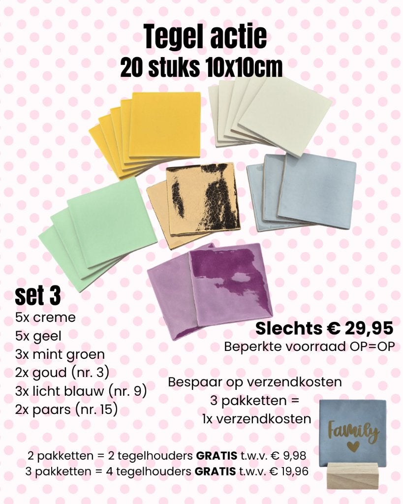 Tegel Actie 20 Keramische Tegeltjes 10x10 cm set 3, Hobby en Vrije tijd, Handgemaakt, Nieuw, Meerkleurig, Ophalen of Verzenden