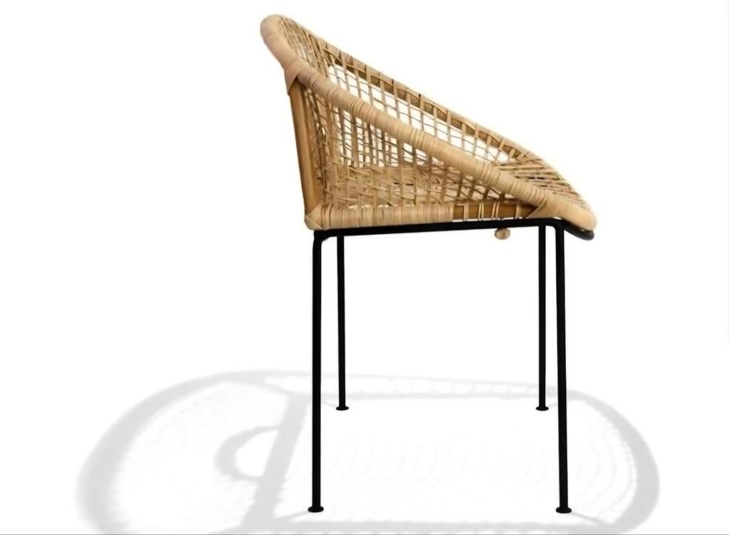 Vier rotan eetkamerstoelen Ubud 55x57x77 cm, zithoogte 45 cm, Ophalen of Verzenden