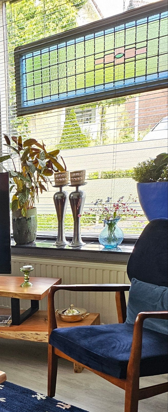 Prachtig glas in lood ramen 2 stuks - Uniek design, Ophalen, Gevelraam of Ruit, Gebruikt, 160 cm of meer
