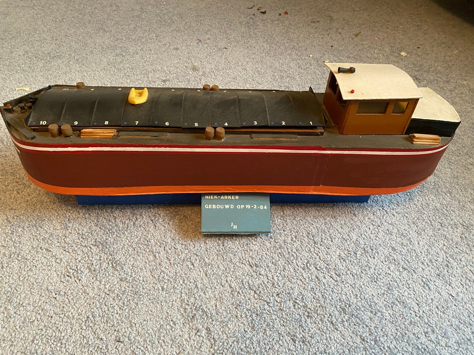 Houten modelscheepje Niek-Arker 62 cm - RC voorbereid, Ophalen, Gebruikt, Groter dan 1:32, Overige merken