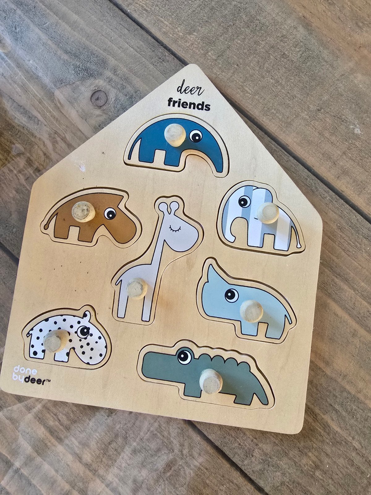 Done by Deer Friends houten puzzel in nieuwstaat, 2 tot 4 jaar, Ophalen of Verzenden, Zo goed als nieuw, Van hout