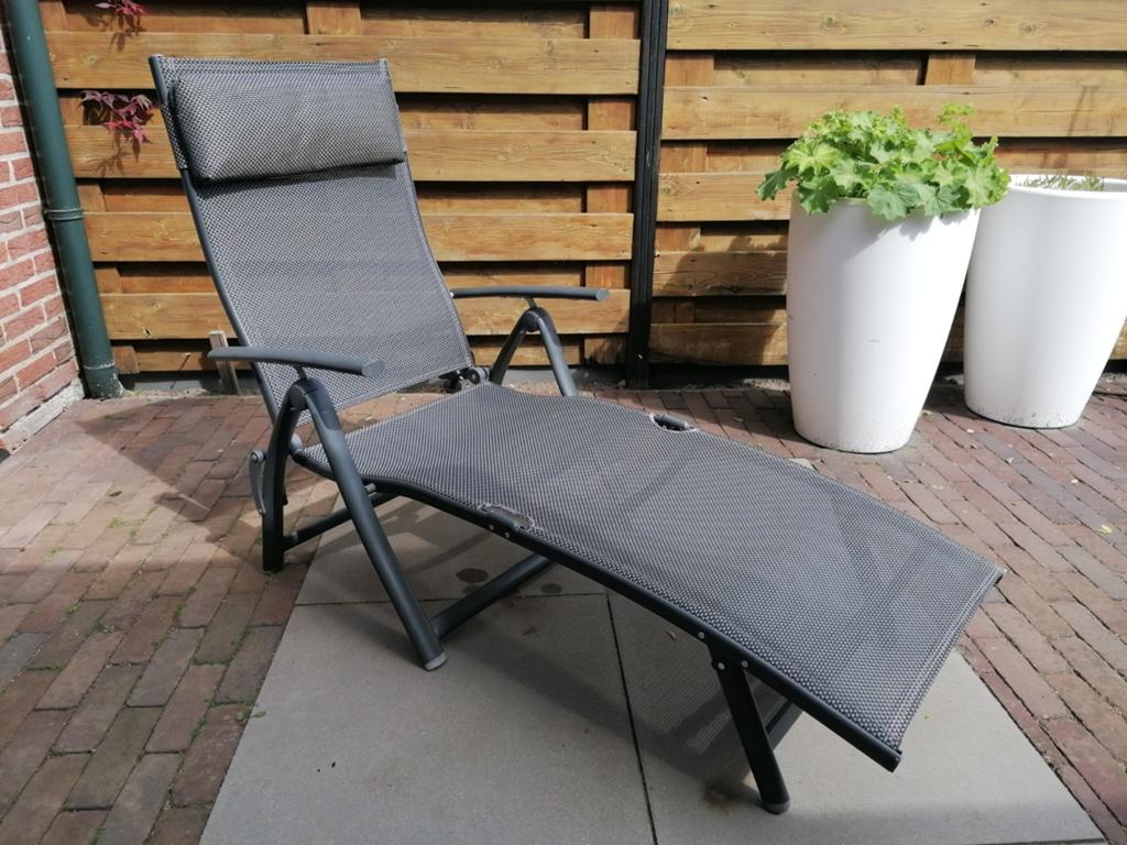 R&S Design Aluminium Tuinstoel Relaxstoel Ligstoel Ligbed, Ophalen of Verzenden, Zo goed als nieuw, Aluminium, Verstelbaar