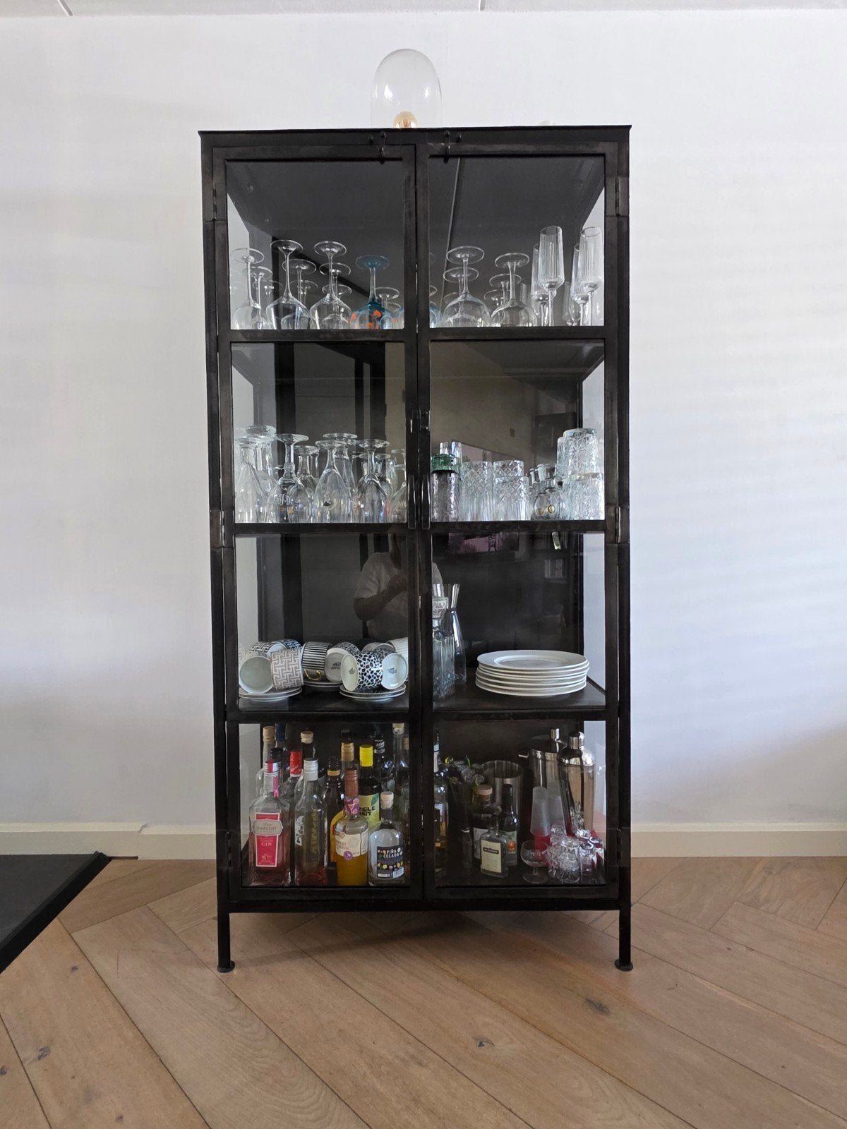 Industriële vitrinekast van metaal en glas - 180x90x40cm, Ophalen