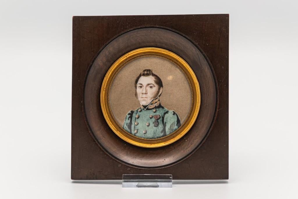 Miniatuur portret, Empire, Man in uniform 1830, Ophalen of Verzenden