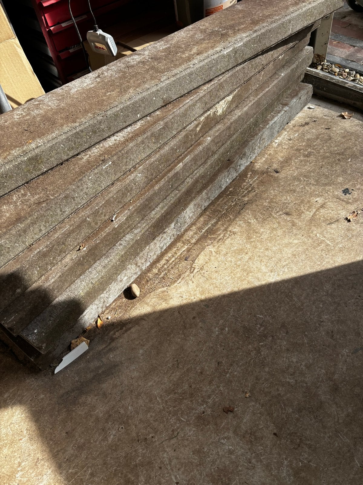 6 Gebruikte betonnen opsluitbanden, Gebruikt, Beton, Terrastegels, 5 tot 10 m²