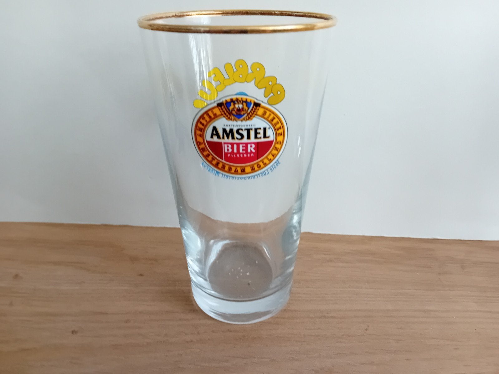 Amstel glas nummer 3 met achteropdruk, Verzamelen, Ophalen of Verzenden, Zo goed als nieuw, Glas of Glazen, Amstel