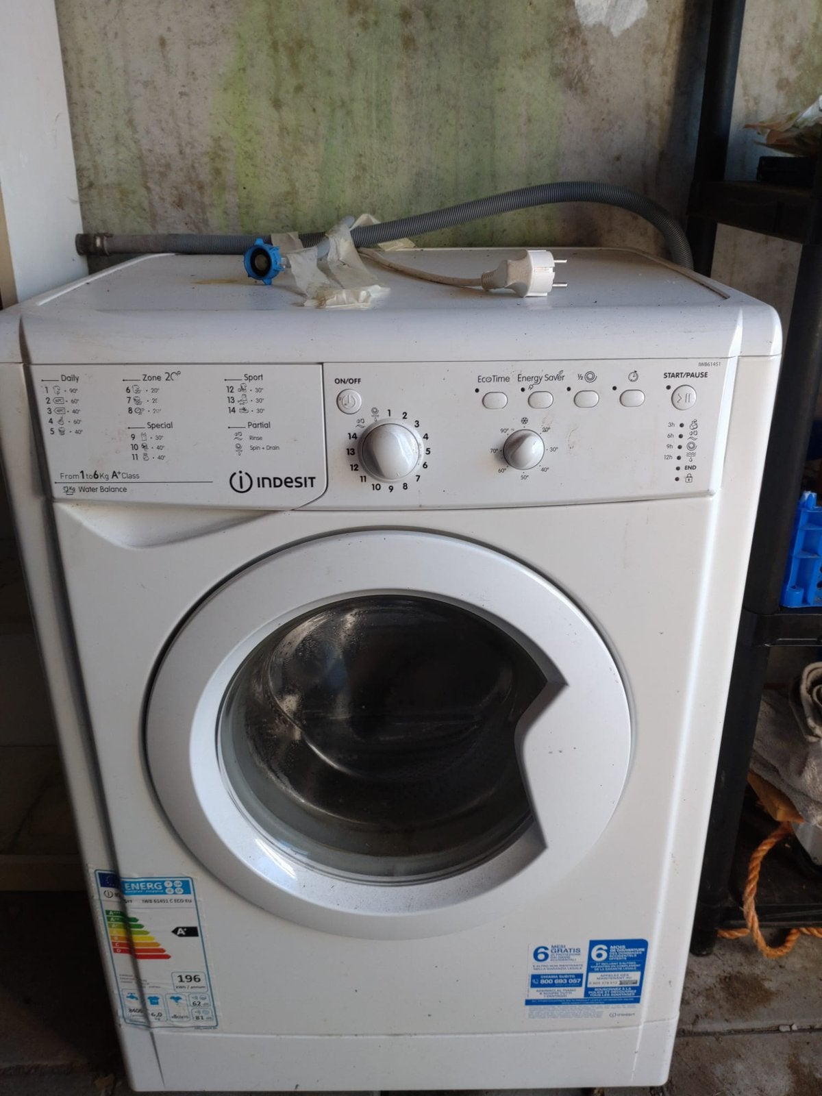 Indesit wasmachine zgan, Witgoed en Apparatuur, Ophalen, Zo goed als nieuw, 1200 tot 1600 toeren, 85 tot 90 cm