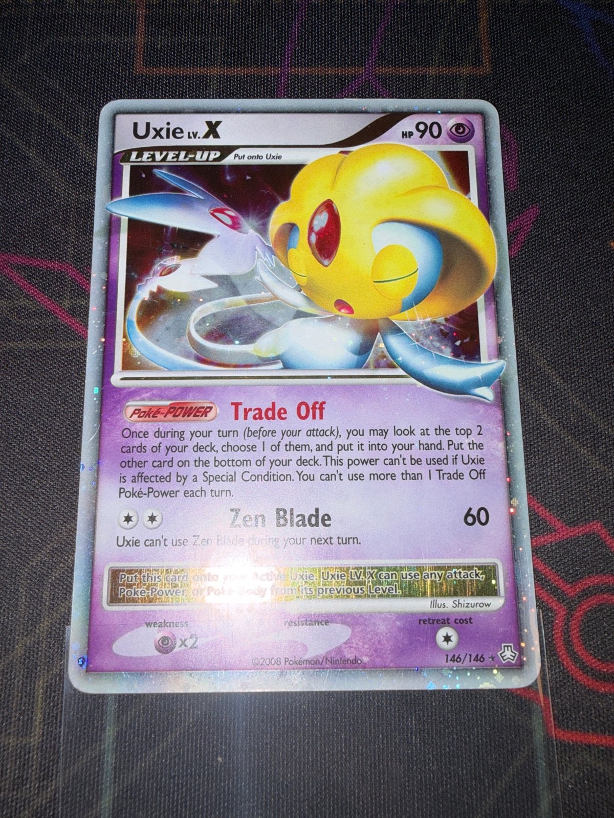 Pokemon Kaarten Uxie LV.X en Azelf LV.X (Foil), Ophalen of Verzenden, Gebruikt, Meerdere kaarten, Foil