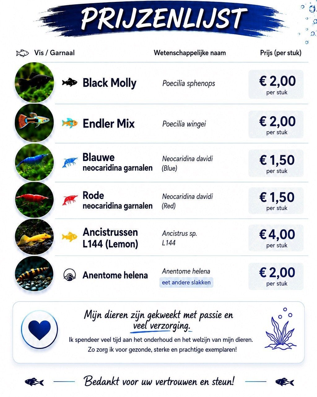 Aquarium vissen/garnalen, Zoetwatervis