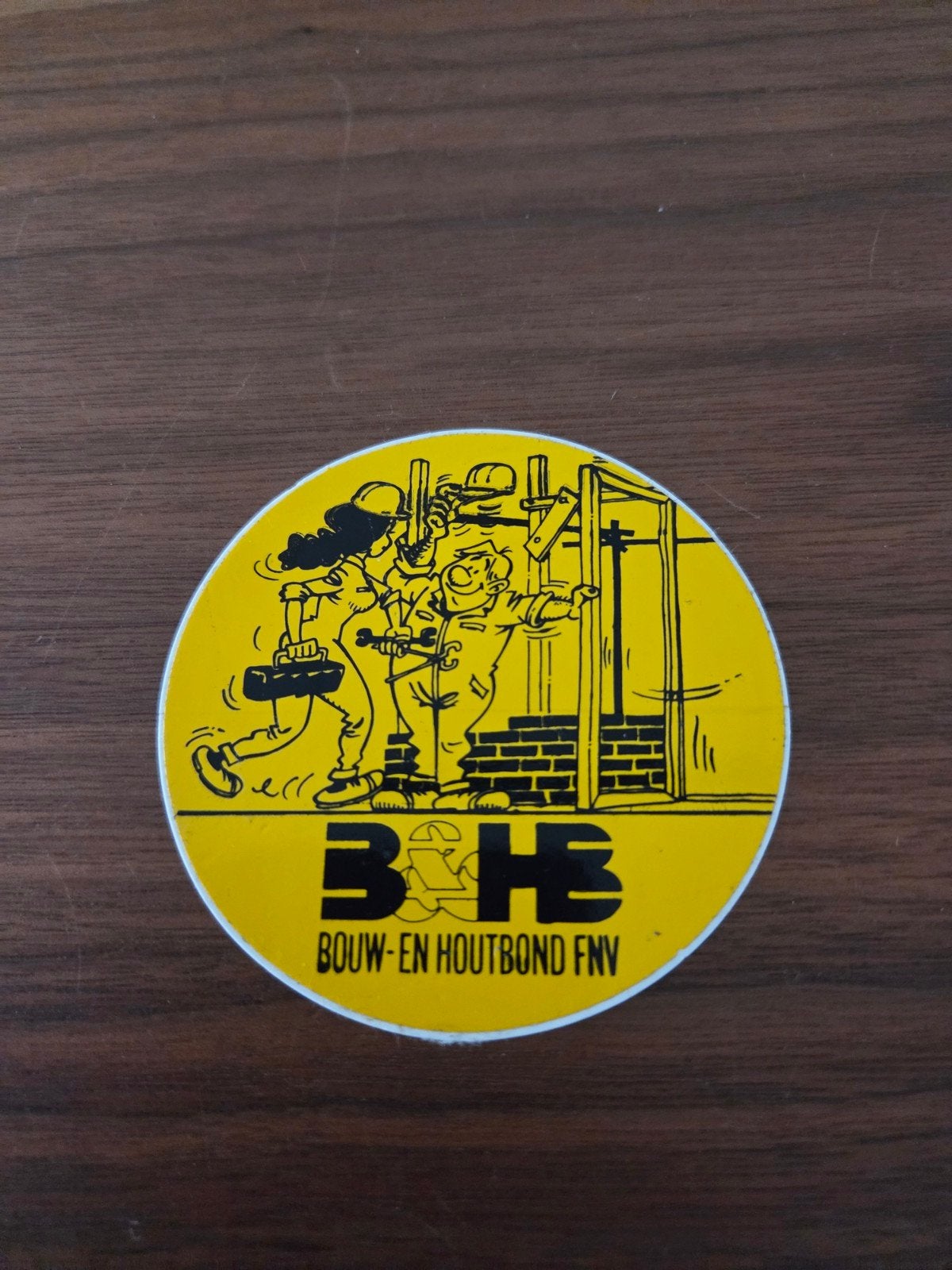 11783 Vintage B&HB Bouw- en Houtbond FNV Sticker, Ophalen of Verzenden, Zo goed als nieuw, Overige typen