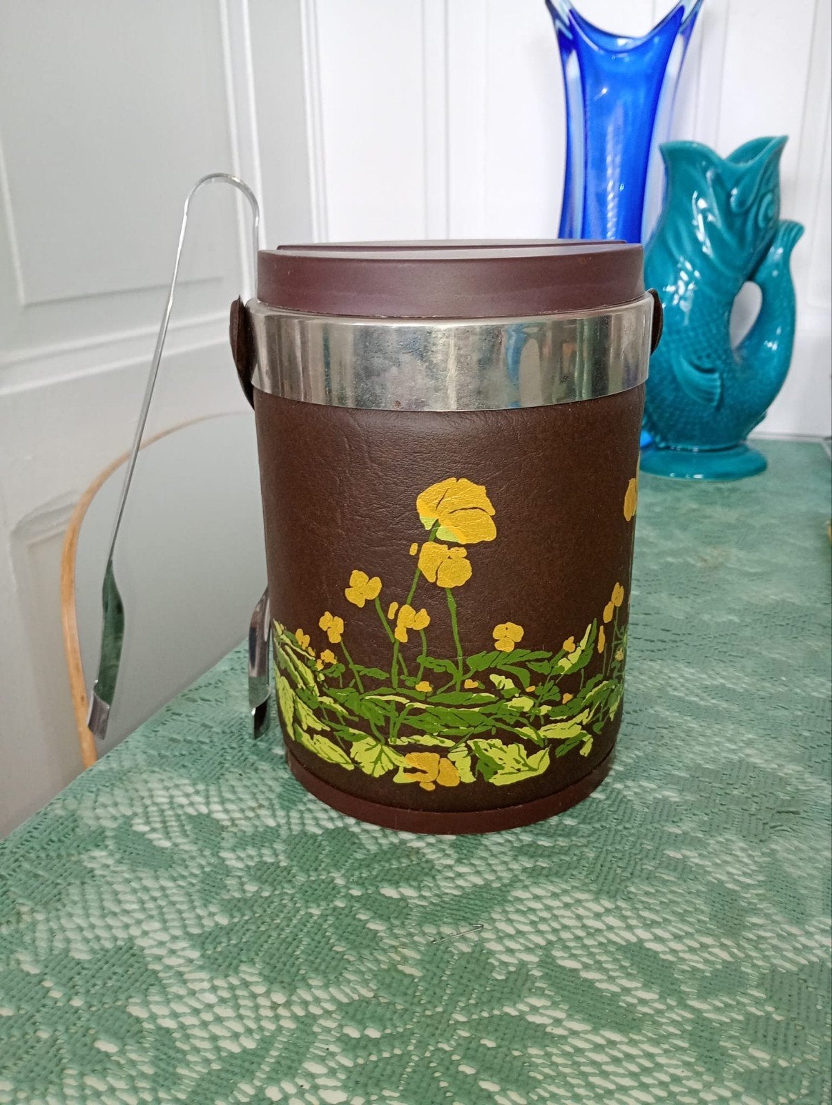 Brabantia vintage ijsemmer met bloemmotief en ijstang, Ophalen of Verzenden