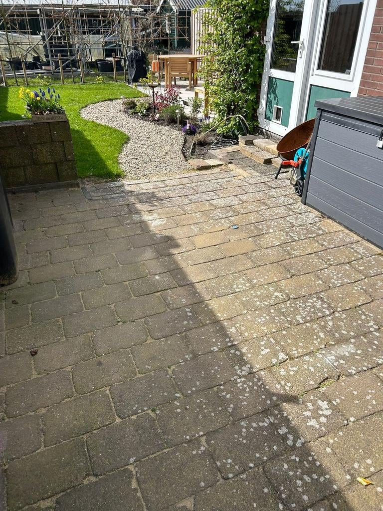 +-17m2 trommelstenen GRATIS af te halen, Tuin en Terras, Tegels en Klinkers, Gebruikt, Ophalen of Verzenden, 10 m² of meer, Beton