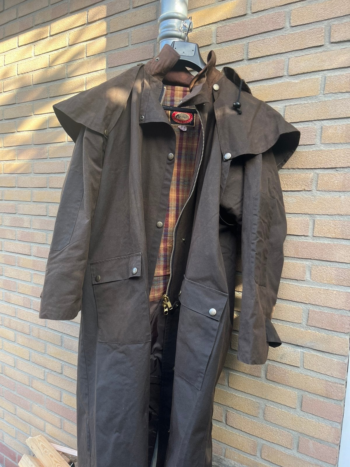 Lange Australian wax coat m/v, Australian, Bruin, Maat 46/48 (XL) of groter, Ophalen of Verzenden