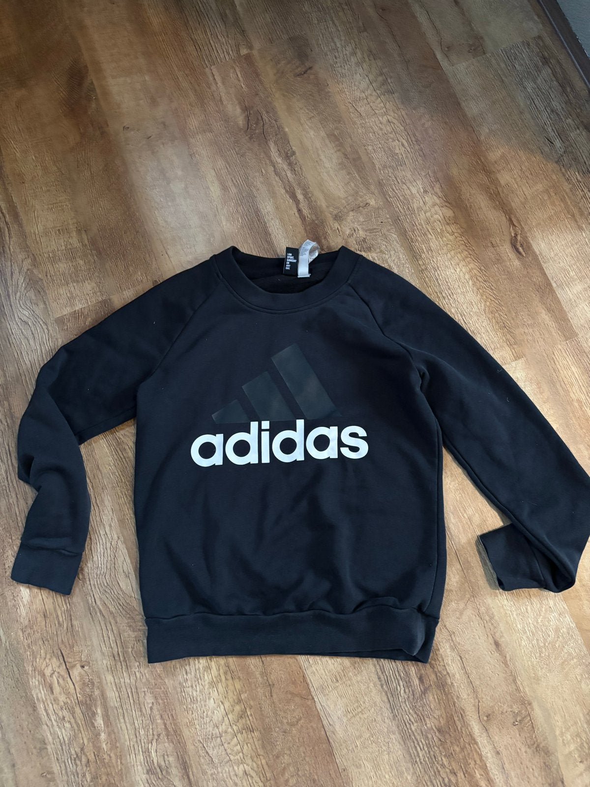 Adidas sweater zwart met groot logo maat 12:14 jr, Ophalen of Verzenden, Gedragen, Maat 34 (XS) of kleiner, Zwart