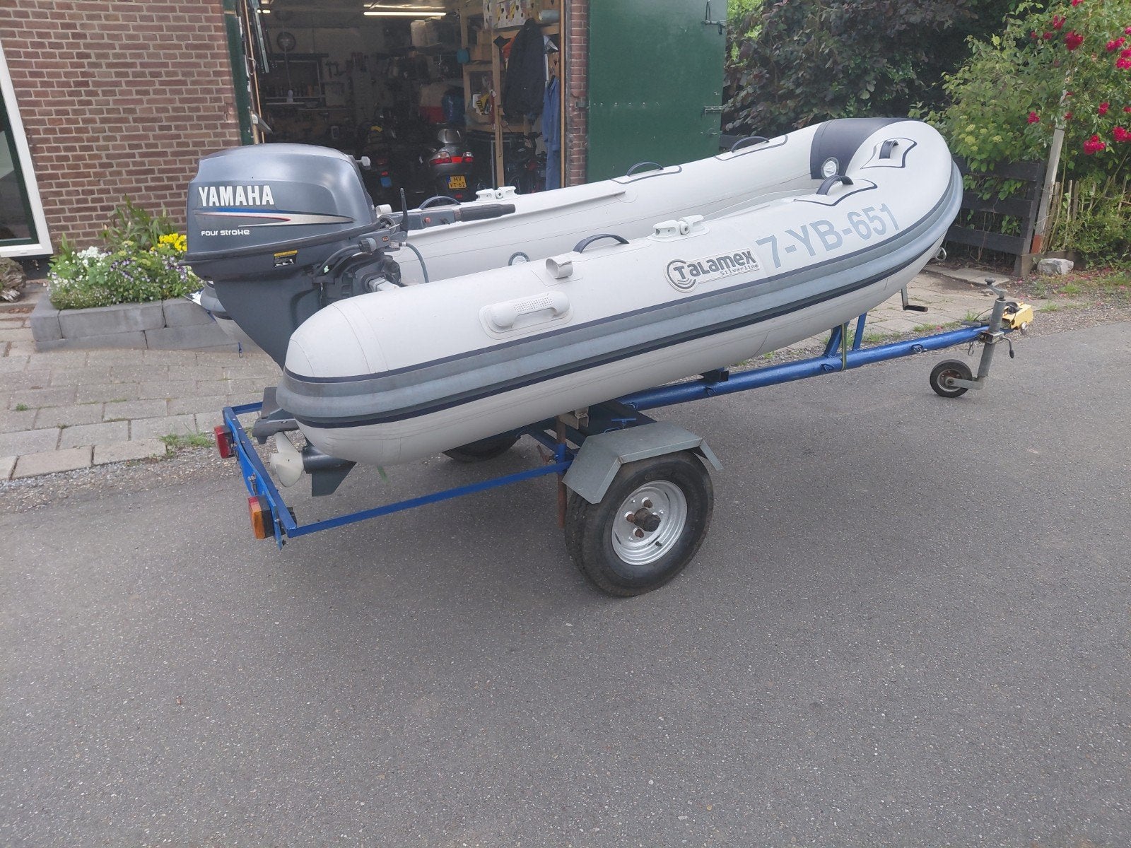 Rubberboot rib met Yamaha 9.9 pk (15 pk) buitenboordmotor, Watersport en Boten, Rib, Ophalen, Buitenboordmotor, Trailer