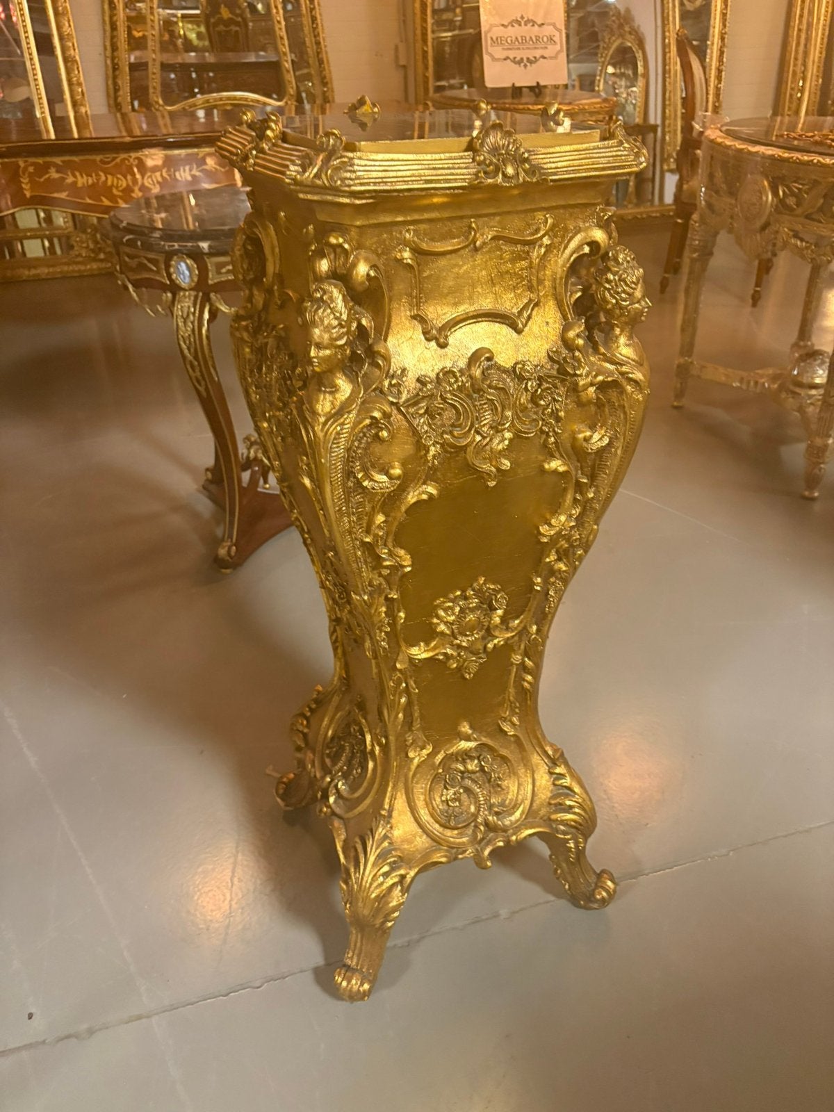Barok goud pilaar medusa, Ophalen of Verzenden