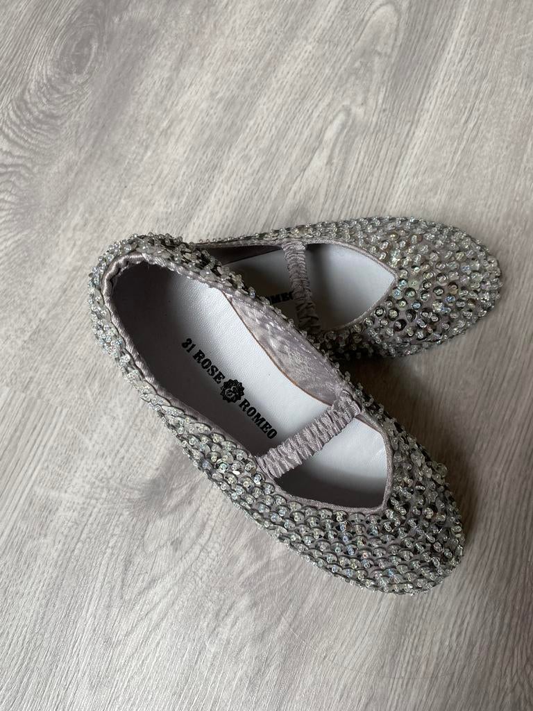 Zilveren Ballerina’s met Lovertjes, Meisje, Schoenen, Nieuw, Ophalen of Verzenden