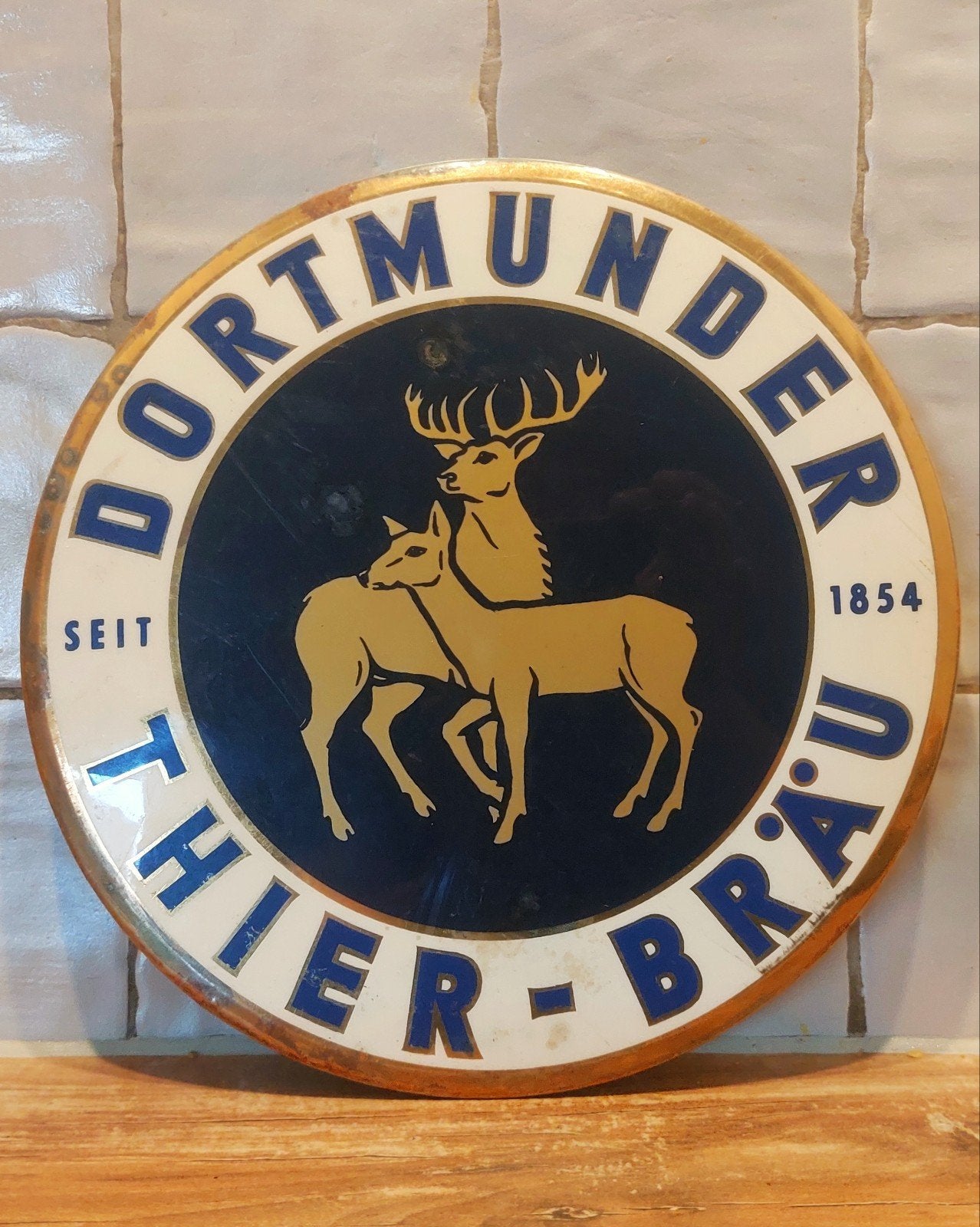 Dortmunder Thier Brau originele oude bier reclame, Ophalen of Verzenden, Reclamebord